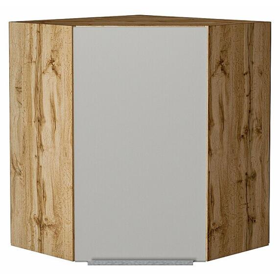 Шкаф верхний угловой Фьюжн Silky Light Grey  Дуб Вотан 716*600*600