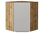 Шкаф верхний угловой Фьюжн Silky Light Grey Дуб Вотан 716*600*600