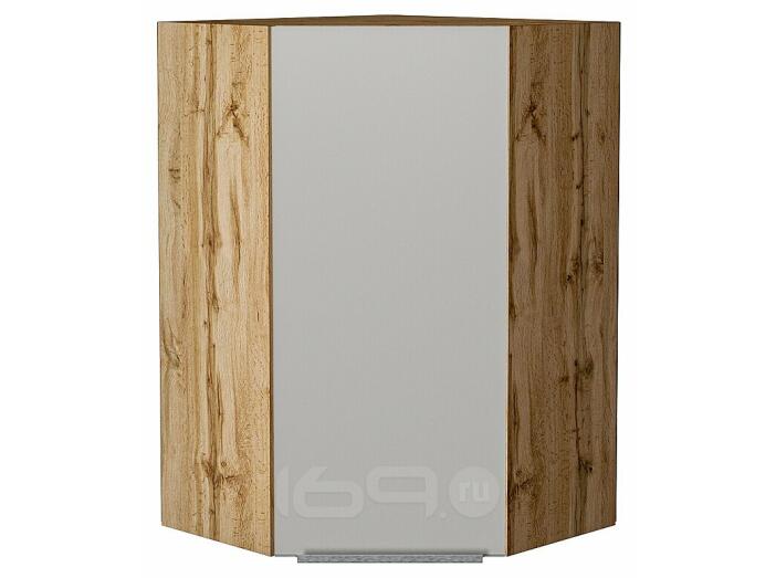 Шкаф верхний угловой Фьюжн Silky Light Grey  Дуб Вотан 920*600*600
