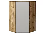 Шкаф верхний угловой Фьюжн Silky Light Grey Дуб Вотан 920*600*600