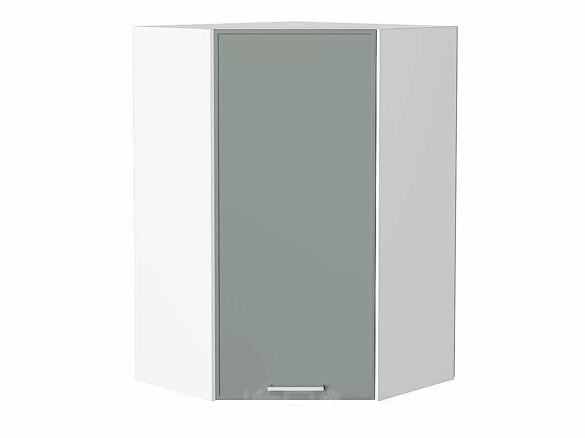 Шкаф верхний угловой Квадро Аквамарин/Белый 920*600*600