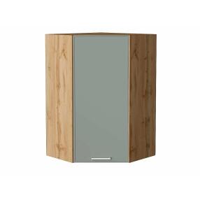 Шкаф верхний угловой Квадро Аквамарин/Дуб Вотан 920*600*600