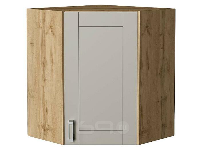 Шкаф верхний угловой Лофт Grey Silk/Дуб Вотан 716*600*600