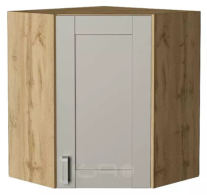 Шкаф верхний угловой Лофт Grey Silk/Дуб Вотан 716*600*600