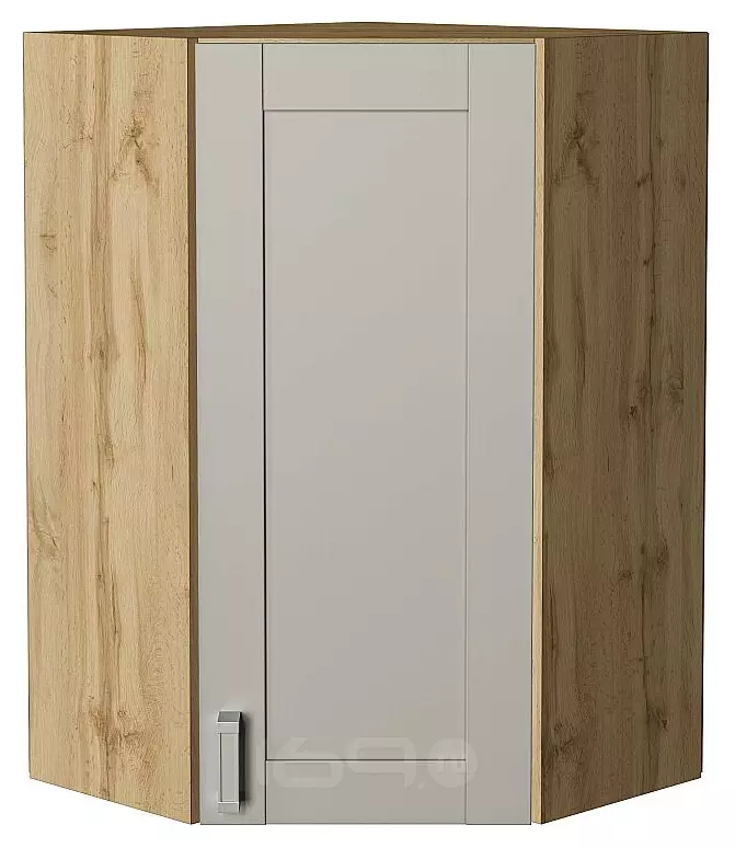 Шкаф верхний угловой Лофт Grey Silk/Дуб Вотан 920*600*600