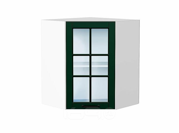 Шкаф верхний угловой остекленный Дублин Special Green/Белый 716*600*600
