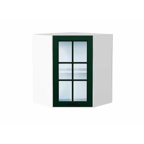 Шкаф верхний угловой остекленный Дублин Special Green/Белый 716*600*600