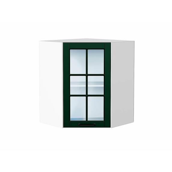 Шкаф верхний угловой остекленный Дублин Special Green/Белый 716*600*600
