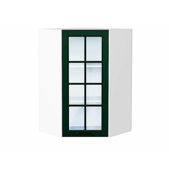 Шкаф верхний угловой остекленный Дублин Special Green/Белый 920*600*600