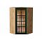 Шкаф верхний угловой остекленный Дублин Special Green/Дуб Вотан 920*600*600