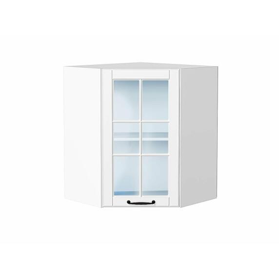Шкаф верхний угловой остекленный Дублин Special White/Белый 716*600*600