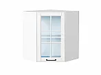 Шкаф верхний угловой остекленный Дублин Special White/Белый 716*600*600