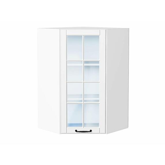Шкаф верхний угловой остекленный Дублин Special White/Белый 920*600*600