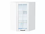 Шкаф верхний угловой остекленный Дублин Special White/Белый 920*600*600