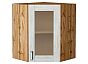 Шкаф верхний угловой остекленный Лофт Nordic Oak/Дуб Вотан 716*600*600