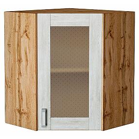 Шкаф верхний угловой остекленный Лофт Nordic Oak/Дуб Вотан 716*600*600