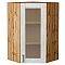 Шкаф верхний угловой остекленный Лофт Nordic Oak/Дуб Вотан 920*600*600