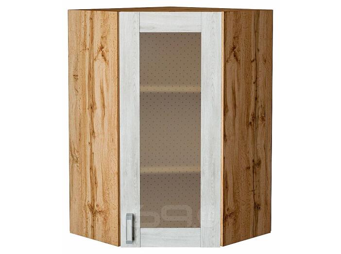 Шкаф верхний угловой остекленный Лофт Nordic Oak/Дуб Вотан 920*600*600