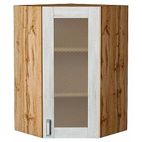 Шкаф верхний угловой остекленный Лофт Nordic Oak/Дуб Вотан 920*600*600