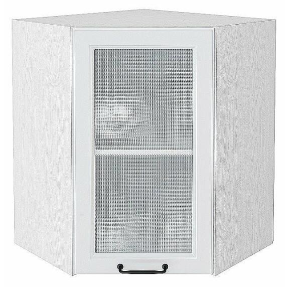 Шкаф верхний угловой остекленный Ницца Blanco/Белый 716*600*600