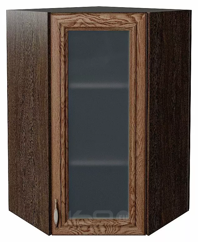 Шкаф верхний угловой остекленный Шале Brown Dreamline