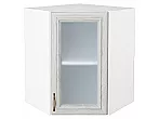 Шкаф верхний угловой остекленный Шале White Dreamline Белый 716*600*600