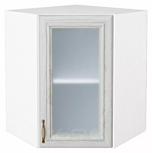 Шкаф верхний угловой остекленный Шале White Dreamline Белый 716*600*600