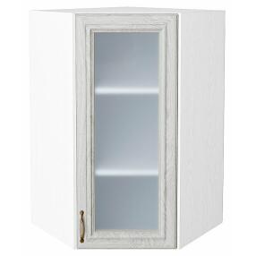 Шкаф верхний угловой остекленный Шале White Dreamline Белый 920*600*600