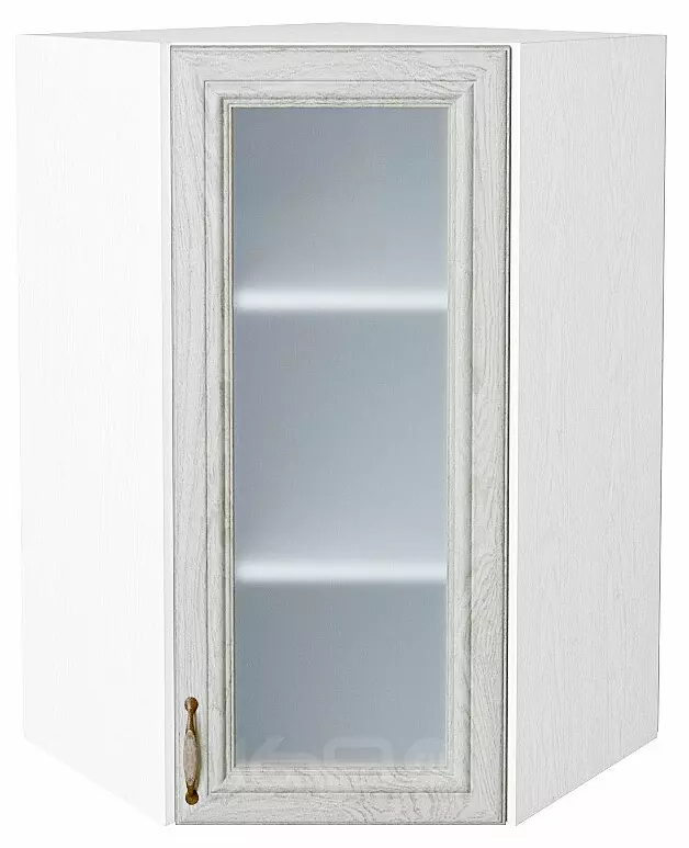Шкаф верхний угловой остекленный Шале White Dreamline Белый 920*600*600