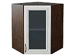 Шкаф верхний угловой остекленный Шале White Dreamline Венге 716*600*600