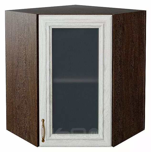 Шкаф верхний угловой остекленный Шале White Dreamline Венге 716*600*600