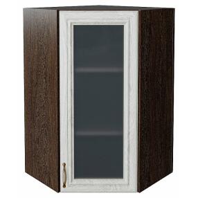 Шкаф верхний угловой остекленный Шале White Dreamline Венге 920*600*600