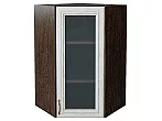 Шкаф верхний угловой остекленный Шале White Dreamline Венге 920*600*600