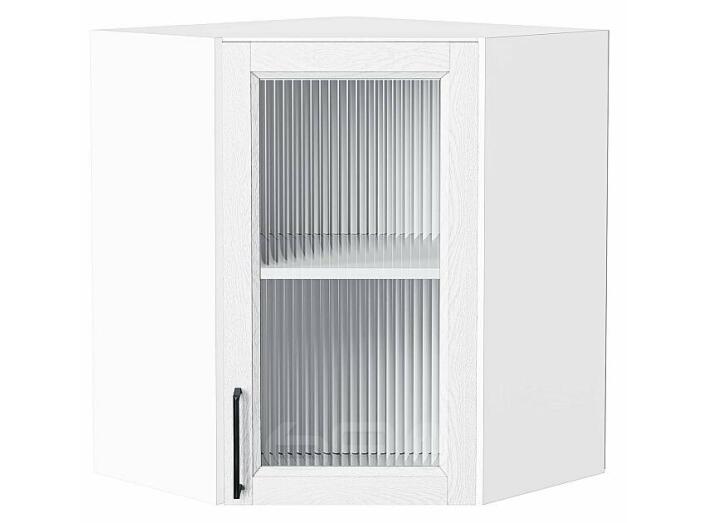 Шкаф верхний угловой остекленный Сканди White Silkwood/Белый 716*600*600