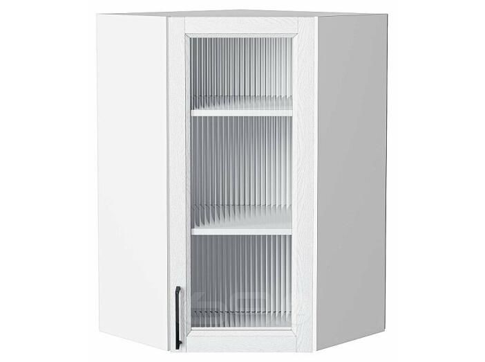 Шкаф верхний угловой остекленный Сканди White Silkwood/Белый 920*600*600