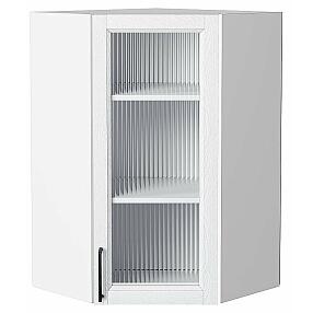 Шкаф верхний угловой остекленный Сканди White Silkwood/Белый 920*600*600