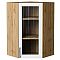 Шкаф верхний угловой остекленный Сканди White Silkwood/Дуб Вотан 920*600*600