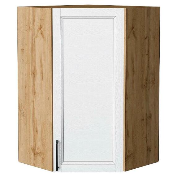 Шкаф верхний угловой Сканди White Silkwood/Дуб Вотан 920*600*600