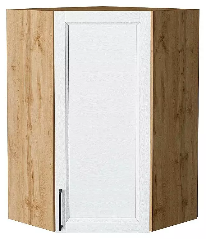 Шкаф верхний угловой Сканди White Silkwood/Дуб Вотан 920*600*600