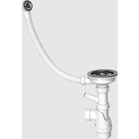 Сифон одинарный Санпласт 3 1/2" с круглым переливом отводом и винтом