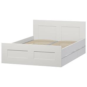 Кровать Сириус без обивки белый без подъёмного механизма 1400x2000, ортопедическое основание, изголовье жесткое