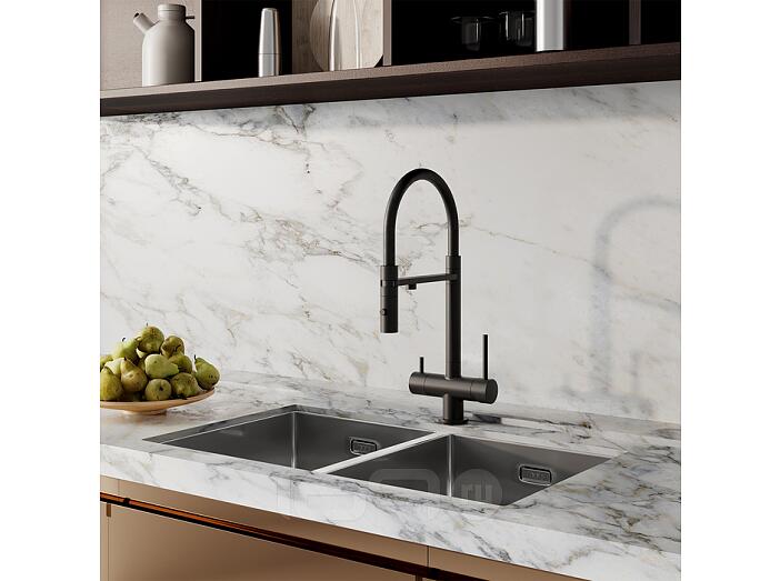 Смеситель для кухни с фильтром и гибким изливом, черный матовый, Ace, IDDIS, ACEBLFFi05