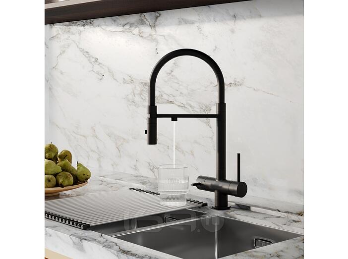 Смеситель для кухни с фильтром и гибким изливом, черный матовый, Ace, IDDIS, ACEBLFFi05