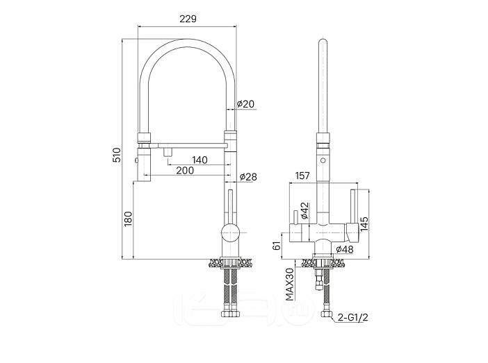 Смеситель для кухни с фильтром и гибким изливом, черный матовый, Ace, IDDIS, ACEBLFFi05