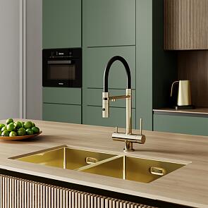 Смеситель для кухни с фильтром и гибким изливом, матовое золото, Ace, IDDIS, ACEMGFFi05