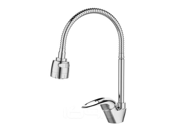 Смеситель для кухни с гибким изливом и душевой насадкой, глянцевый хром, Meal, Milardo, M05SB2FM05