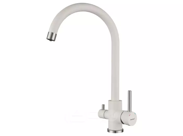 Смеситель для кухни U-обр. с краном питьевой воды GranFest QUARZ Z-5420 (белый)
