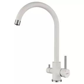 Смеситель для кухни U-обр. с краном питьевой воды GranFest QUARZ Z-5420 (белый)