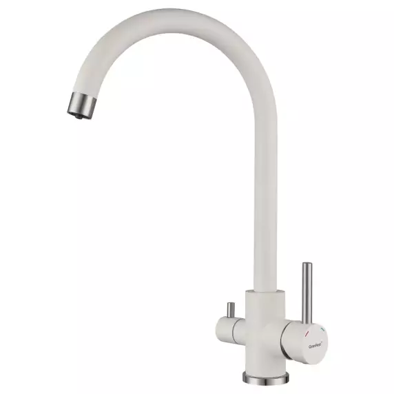 Смеситель для кухни U-обр. с краном питьевой воды GranFest QUARZ Z-5420 (белый)