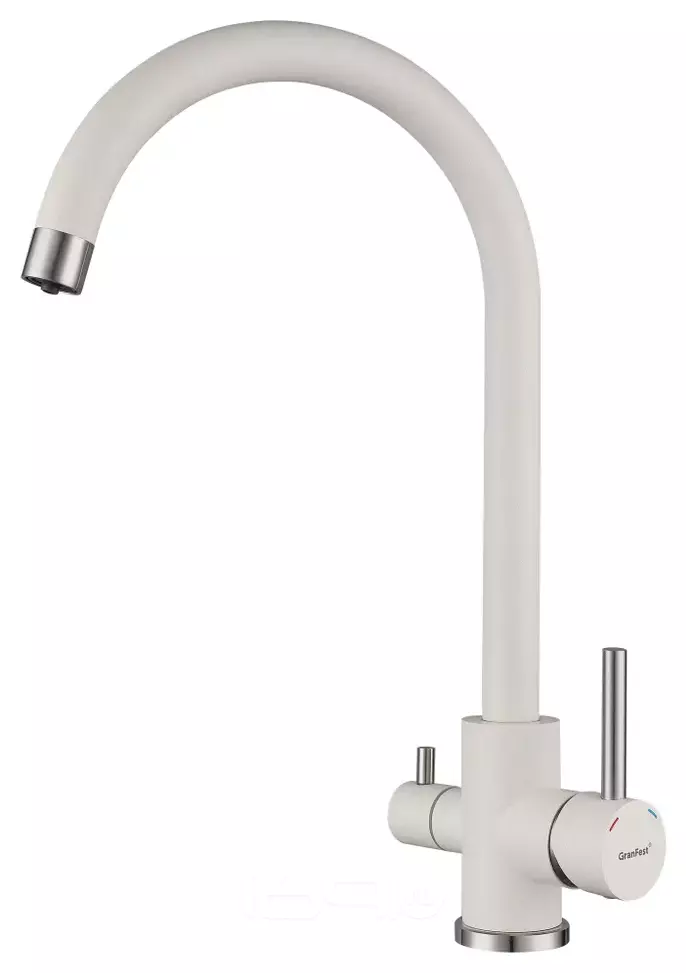 Смеситель для кухни U-обр. с краном питьевой воды GranFest QUARZ Z-5420 (белый)